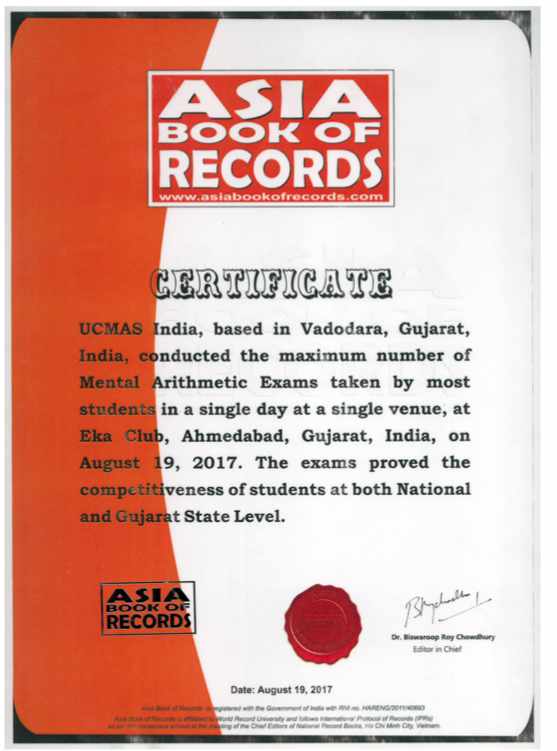 Asia Book of Records certificate